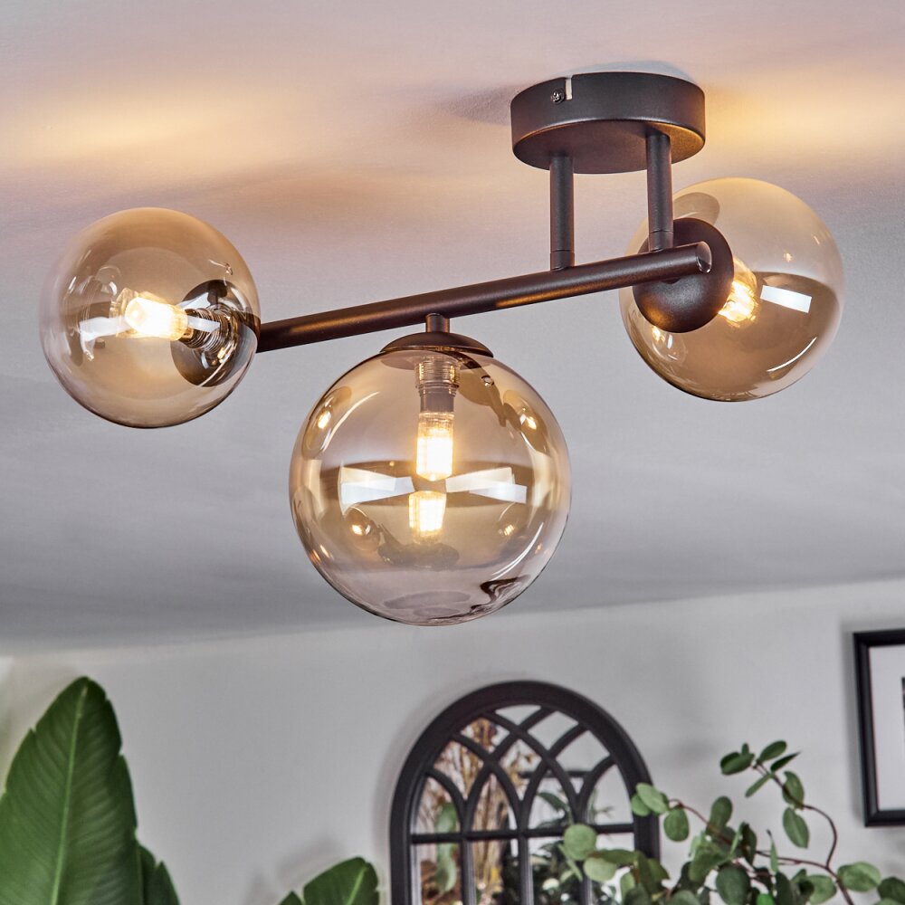 Chehalis Plafoniera, Lampada a sfera Ambrato, Chiaro, 3-Luci