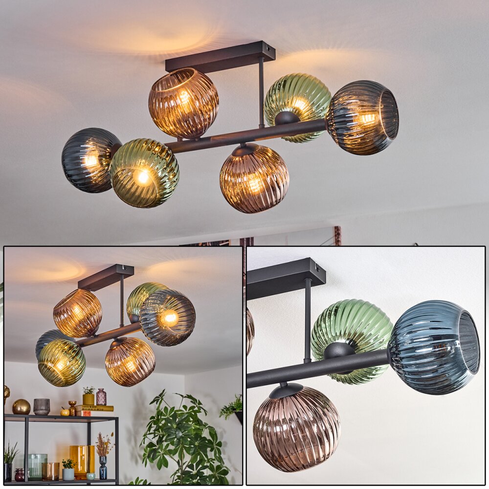 Koyoto Plafoniera, Lampada a sfera Blu, Verde, Ramato, 6-Luci main product photo