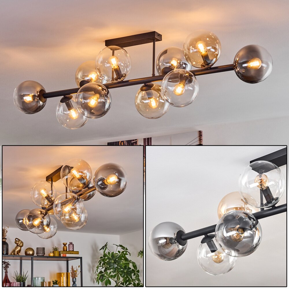 Gastor Plafoniera, Lampada a sfera Ambrato, Chiaro, Grigio fumo, 10-Luci main product photo