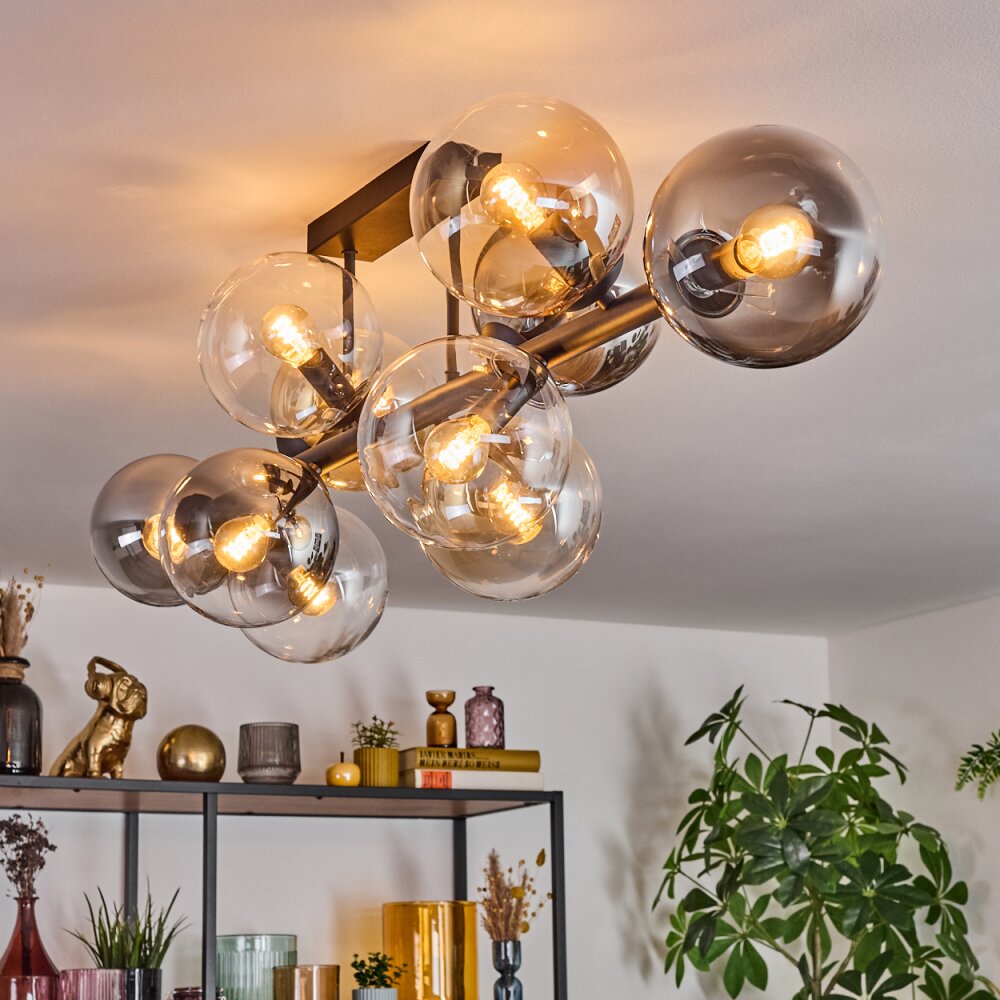 Gastor Plafoniera, Lampada a sfera Ambrato, Chiaro, Grigio fumo, 10-Luci