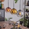 Koyoto Lampadario a sospensione, Lampada a sfera, Lampada a sospensione Cromo, Oro, Chiaro, Ramato, Grigio fumo, 3-Luci