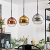 Koyoto Lampadario a sospensione, Lampada a sfera, Lampada a sospensione Cromo, Oro, Chiaro, Ramato, Grigio fumo, 3-Luci