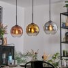 Koyoto Lampadario a sospensione, Lampada a sfera, Lampada a sospensione Cromo, Oro, Chiaro, Ramato, Grigio fumo, 3-Luci