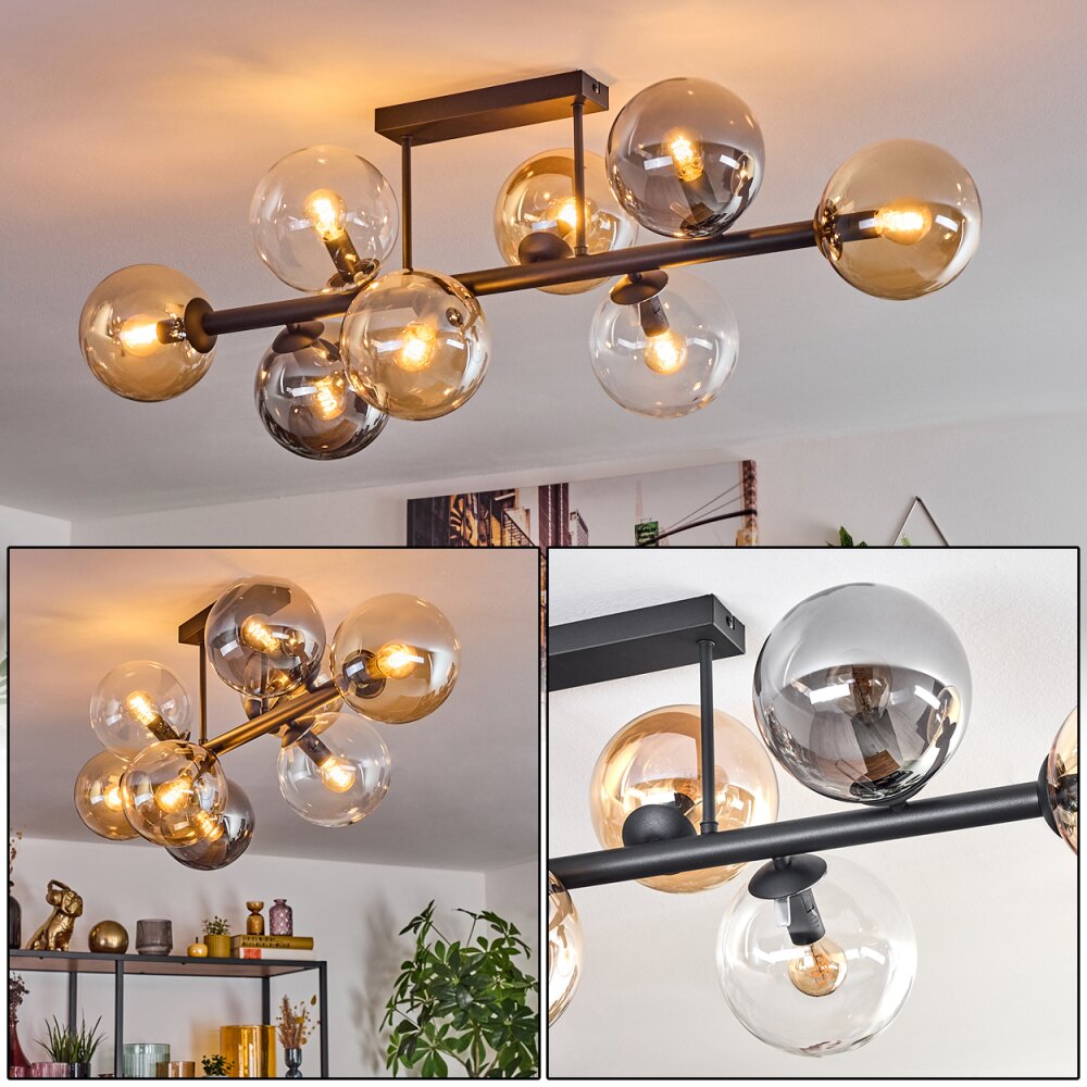 Gastor Plafoniera, Lampada a sfera Ambrato, Chiaro, Grigio fumo, 8-Luci main product photo