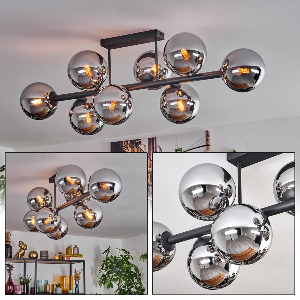 Gastor Plafoniera, Lampada a sfera Cromo, Grigio fumo, 8-Luci main product photo