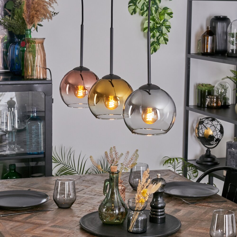 Koyoto Lampadario a sospensione, Lampada a sfera, Lampada a sospensione Cromo, Oro, Chiaro, Ramato, Grigio fumo, 3-Luci main product photo