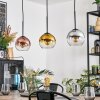 Koyoto Lampadario a sospensione, Lampada a sfera, Lampada a sospensione Cromo, Oro, Chiaro, Ramato, Grigio fumo, 3-Luci