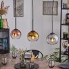 Koyoto Lampadario a sospensione, Lampada a sfera, Lampada a sospensione Cromo, Oro, Chiaro, Ramato, Grigio fumo, 3-Luci