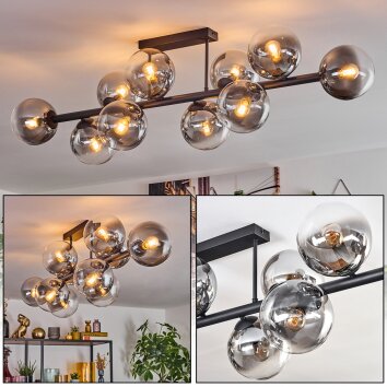 Chehalis Plafoniera, Lampada a sfera Chiaro, Grigio fumo, 10-Luci