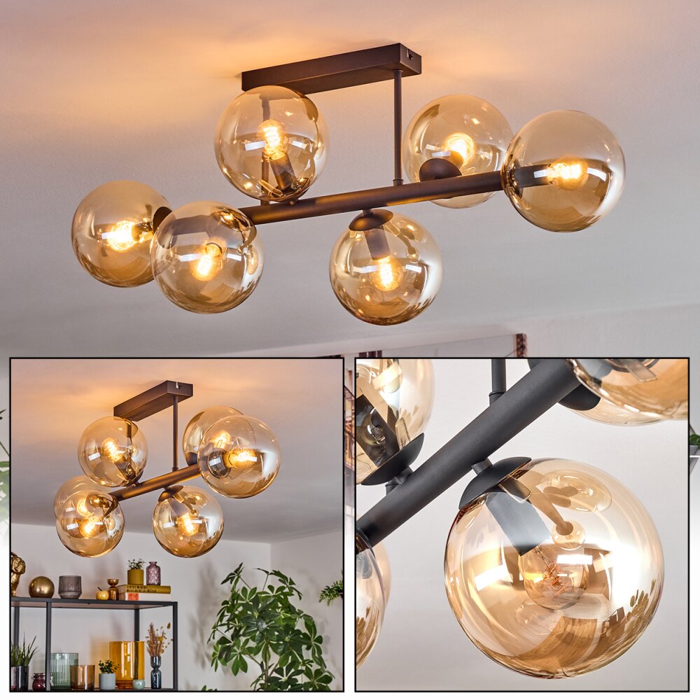 Gastor Plafoniera, Lampada a sfera Ambrato, 6-Luci main product photo