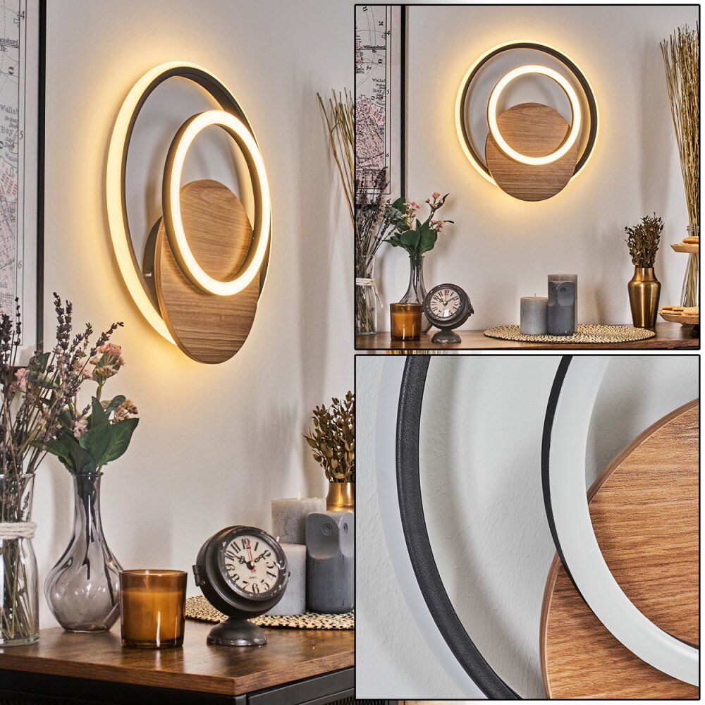 Rapoila Applique LED Aspetto del legno, Nero, 1-Luce main product photo