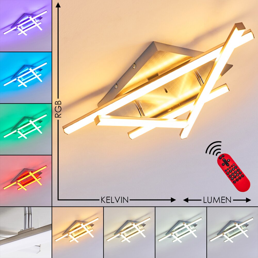 Eriz Plafoniera LED Nichel opaco, 4-Luci, Telecomando, Cambia colore main product photo