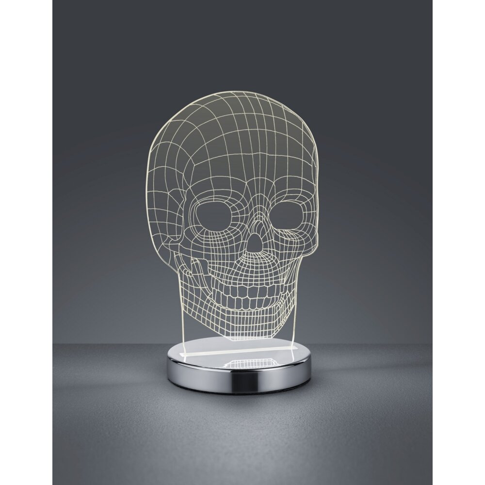 Reality Skull Lampada da Tavolo LED Cromo, 1-Luce