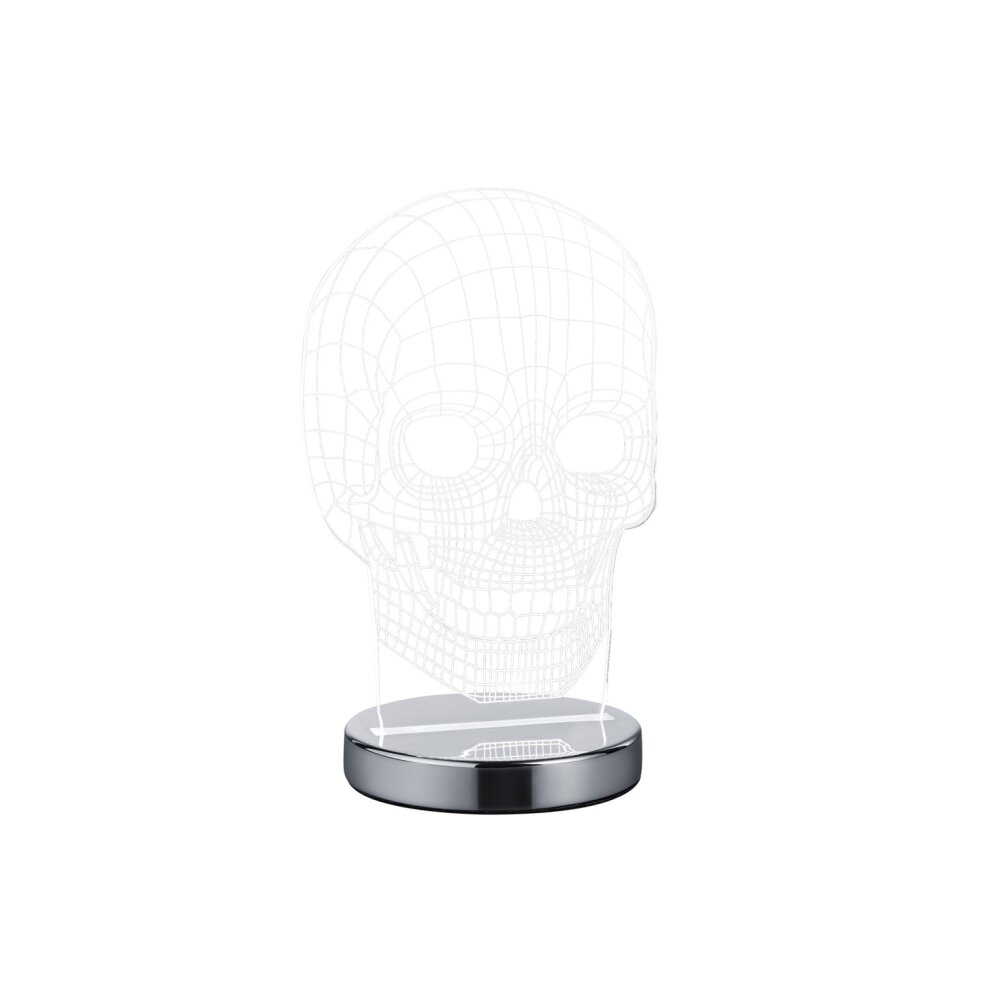 Reality Skull Lampada da Tavolo LED Cromo, 1-Luce