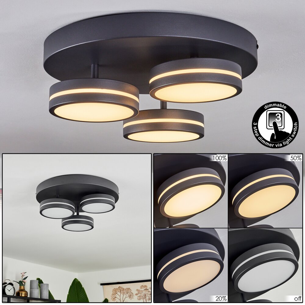 Huallilemu Plafoniera LED Nero, 3-Luci main product photo