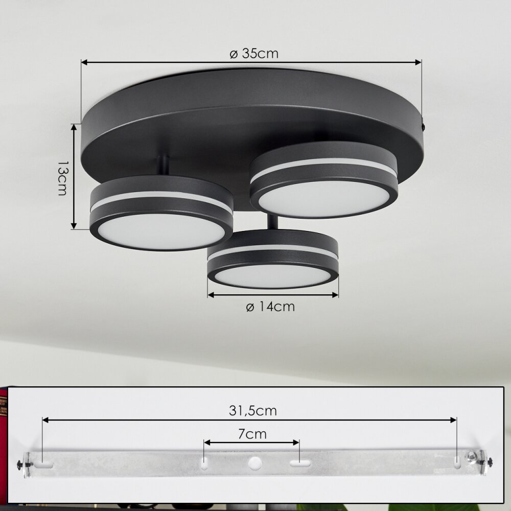 Huallilemu Plafoniera LED Nero, 3-Luci