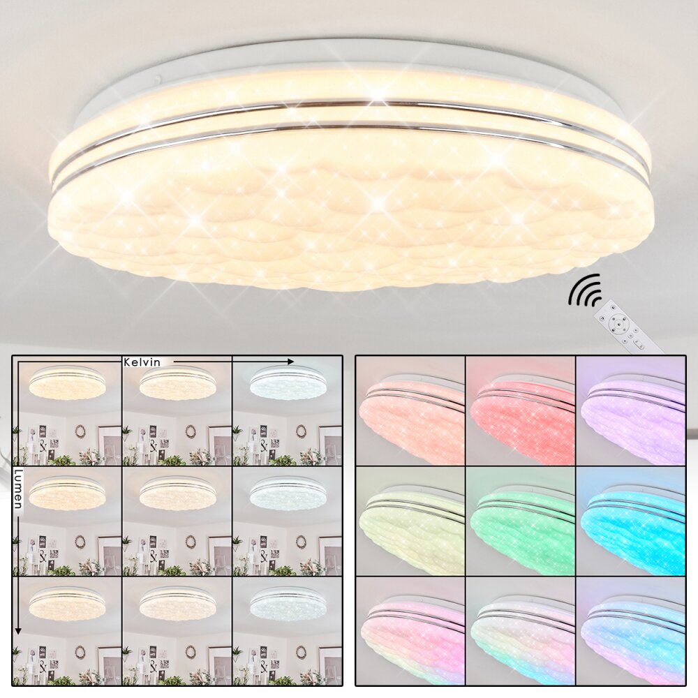 Savardeix Plafoniera LED Cromo, Bianco, 1-Luce, Telecomando, Cambia colore main product photo