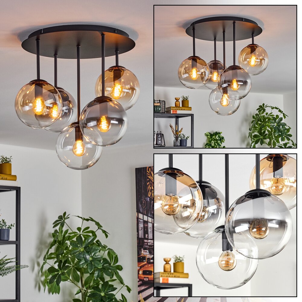 Gastor Plafoniera, Lampada a sfera 45 cm Ambrato, Chiaro, Grigio fumo, 5-Luci main product photo