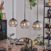 Koyoto Lampadario a sospensione, Lampada a sfera, Lampada a sospensione Chiaro, Grigio fumo, 3-Luci