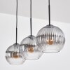 Koyoto Lampadario a sospensione, Lampada a sfera, Lampada a sospensione Chiaro, Grigio fumo, 3-Luci