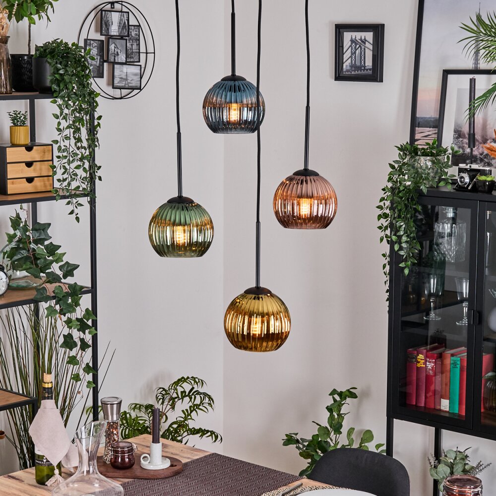 Koyoto Lampadario a sospensione, Lampada a sfera, Lampada a sospensione 35 cm Blu, Oro, Verde, Ramato, 4-Luci main product photo