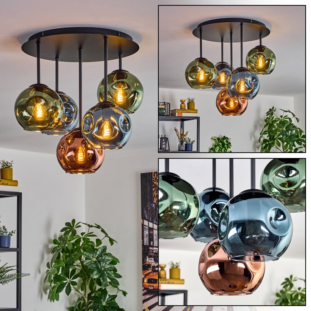 Ripoll Plafoniera, Lampada a sfera Blu, Verde, Ramato, 5-Luci main product photo