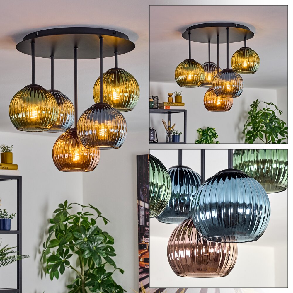 Koyoto Plafoniera, Lampada a sfera 45 cm Blu, Verde, Ramato, 5-Luci main product photo