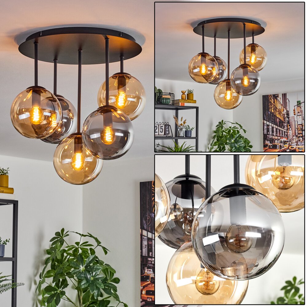 Gastor Plafoniera, Lampada a sfera 45 cm Ambrato, Grigio fumo, 5-Luci main product photo