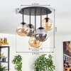 Gastor Plafoniera, Lampada a sfera 45 cm Ambrato, Grigio fumo, 5-Luci