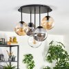 Gastor Plafoniera, Lampada a sfera 45 cm Ambrato, Chiaro, Grigio fumo, 5-Luci