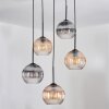 Koyoto Lampadario a sospensione, Lampada a sfera, Lampada a sospensione a cluster Ambrato, Chiaro, Grigio fumo, 5-Luci