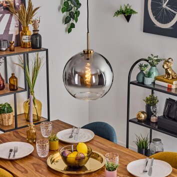 Koyoto Lampadario a sospensione, Lampada a sfera, Lampada a sospensione Oro, Nero, 1-Luce