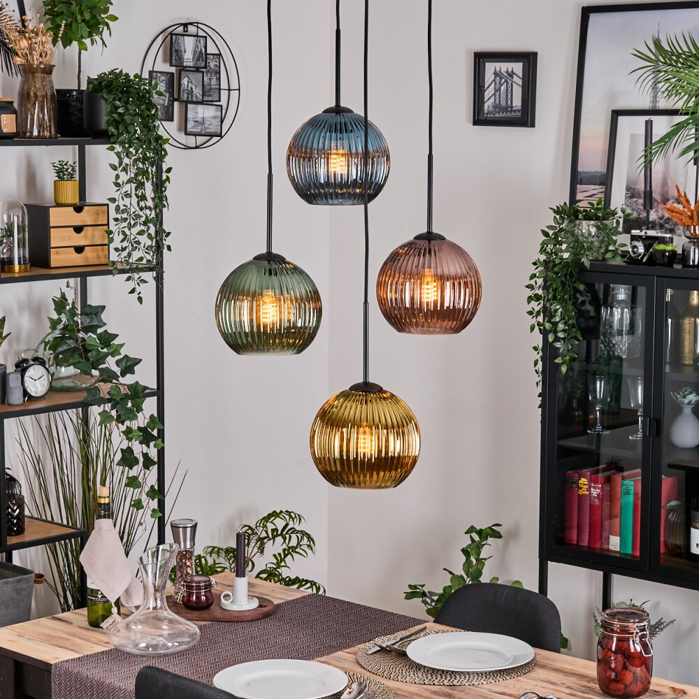 Koyoto Lampadario a sospensione, Lampada a sfera, Lampada a sospensione a cluster 35 cm Blu, Oro, Verde, Ramato, 4-Luci main product photo