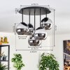 Koyoto Plafoniera, Lampada a sfera 45 cm Cromo, Grigio fumo, 5-Luci