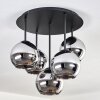 Koyoto Plafoniera, Lampada a sfera 45 cm Cromo, Grigio fumo, 5-Luci