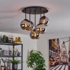 Koyoto Plafoniera, Lampada a sfera 45 cm Cromo, Grigio fumo, 5-Luci