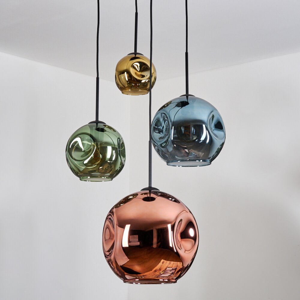 Ripoll Lampadario a sospensione, Lampada a sfera, Lampada a sospensione a cluster Blu, Oro, Verde, Ramato, 4-Luci