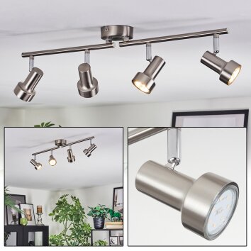 Edain Plafoniera, Faretto da soffitto LED Cromo, Nichel opaco, 4-Luci