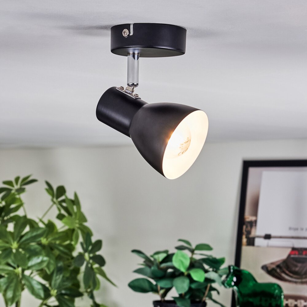 Farel Plafoniera, Faretto da soffitto Cromo, Nero, 1-Luce