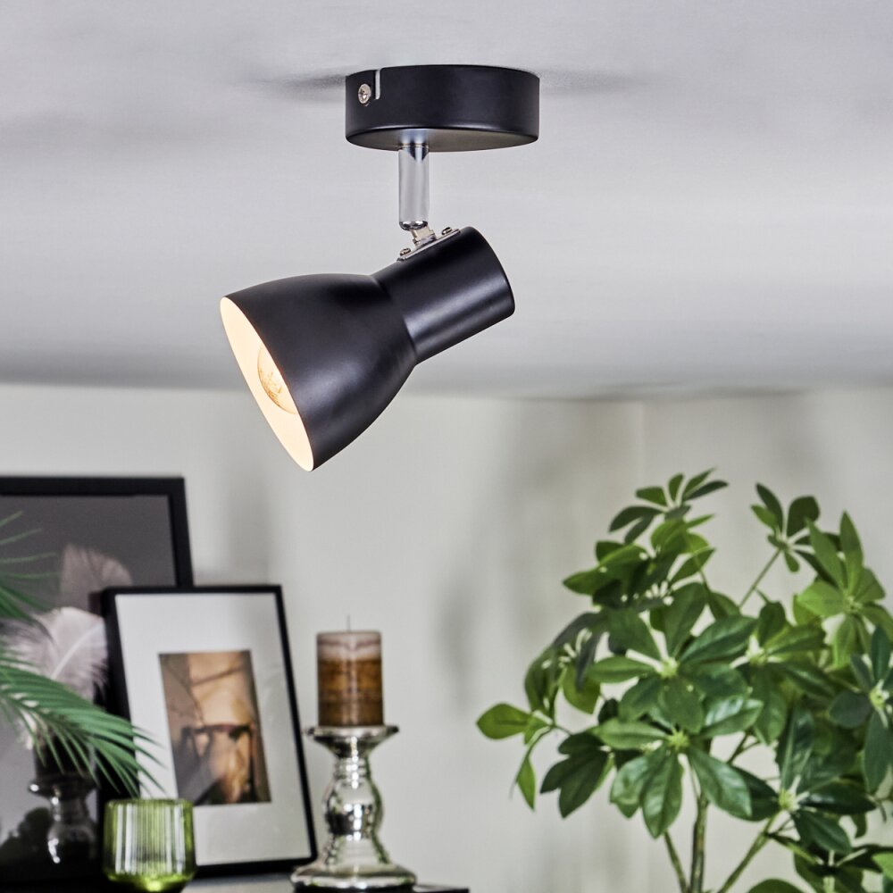 Farel Plafoniera, Faretto da soffitto Cromo, Nero, 1-Luce