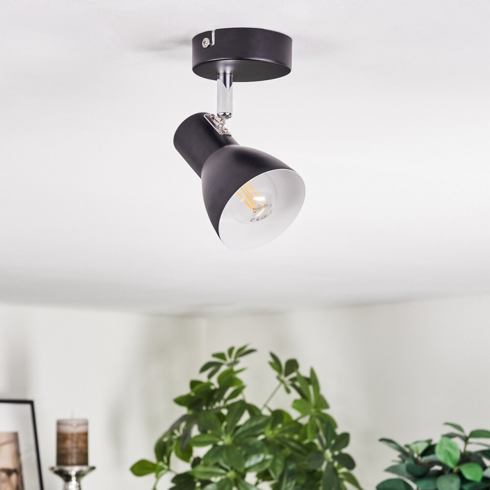 Farel Plafoniera, Faretto da soffitto Cromo, Nero, 1-Luce
