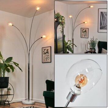 Nikkala Lampada da terra Cromo, Bianco, 3-Luci
