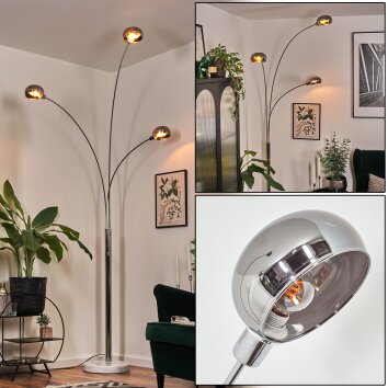 Nikkala Lampada da terra Cromo, Bianco, 3-Luci