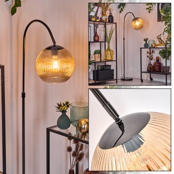 Koyoto Lampada da terra, Lampade ad arco Cromo, Nero, 1-Luce