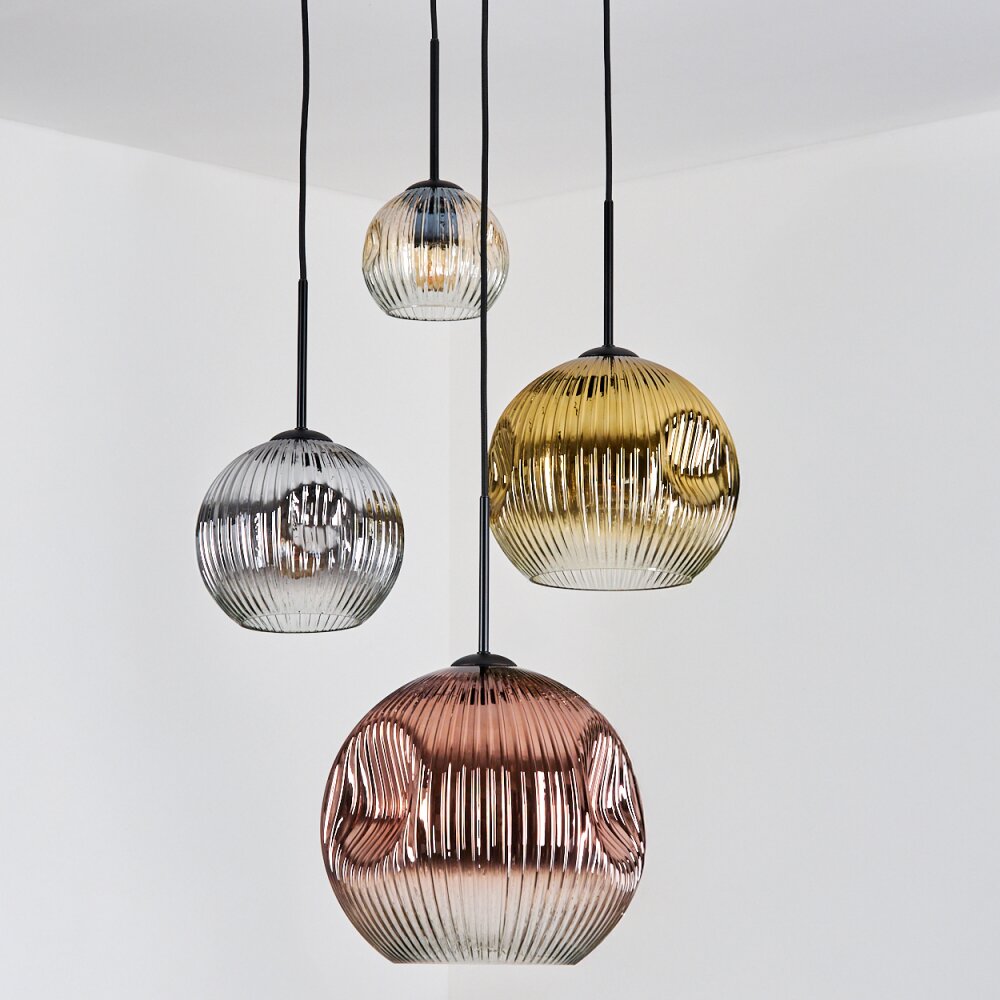 Ripoll Lampadario a sospensione, Lampada a sfera, Lampada a sospensione a cluster Ambrato, Oro, Chiaro, Ramato, Grigio fumo, 4-Luci