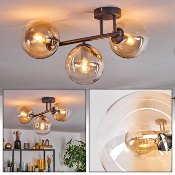 Gastor Plafoniera, Lampada a sfera Ambrato, Chiaro, 3-Luci