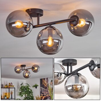 Gastor Plafoniera, Lampada a sfera Grigio fumo, 3-Luci