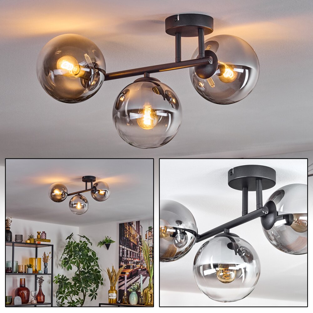 Gastor Plafoniera, Lampada a sfera Chiaro, Grigio fumo, 3-Luci main product photo