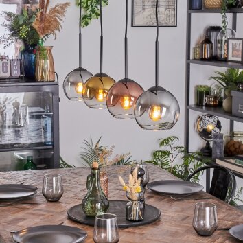 Koyoto Lampadario a sospensione, Lampada a sfera, Lampada a sospensione Oro, Chiaro, Ramato, Grigio fumo, 4-Luci