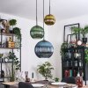 Koyoto Lampadario a sospensione, Lampada a sfera, Lampada a sospensione a cluster 30 cm Blu, Oro, Verde, 3-Luci